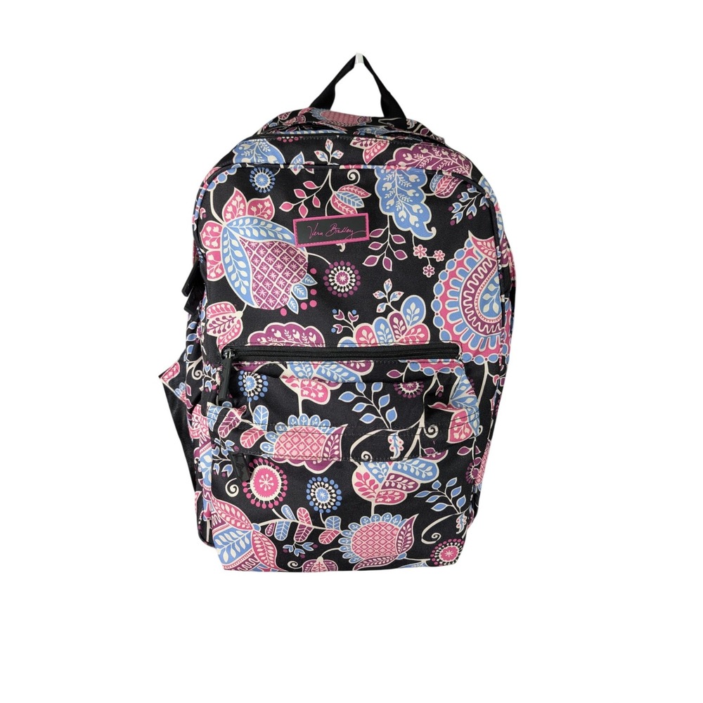 Vera Bradley Campus Backpack Alpine Floral Paisley Black Pink Blue
